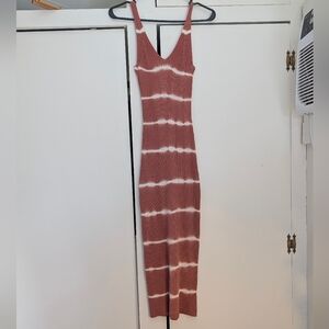 Doe & Rae Brown and White Maxi Dress